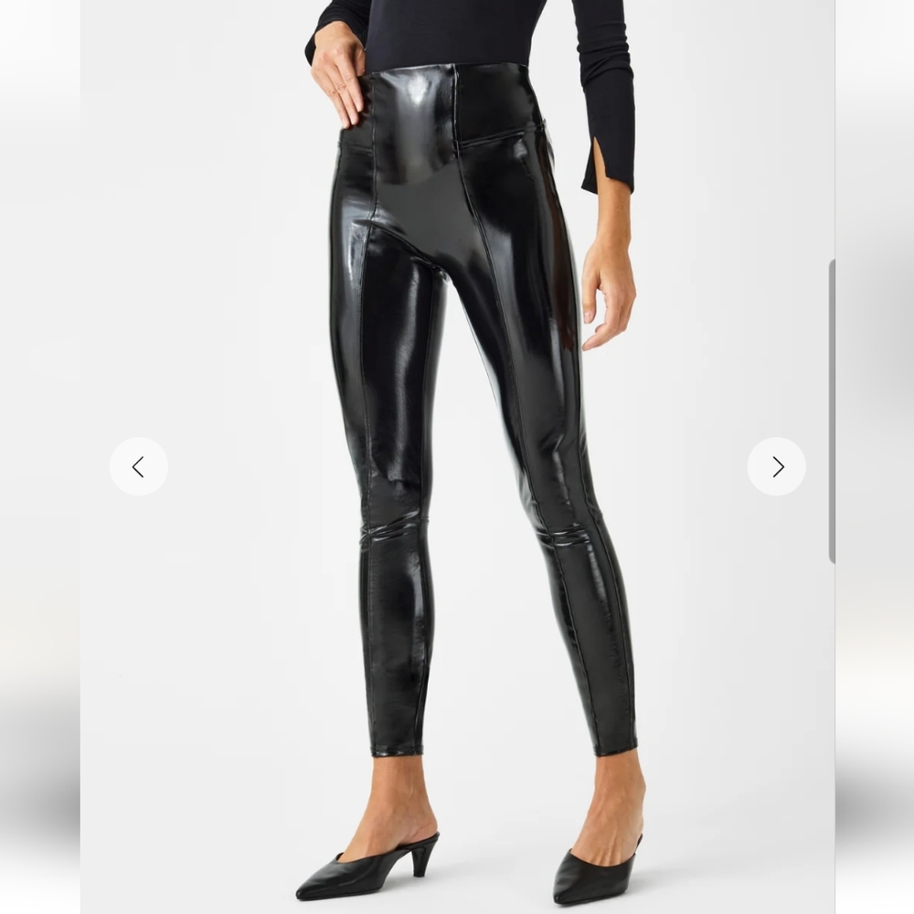 SPANX Glossy Black High-Rise Leggings